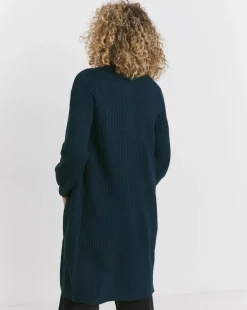 Navy Fisherman Rib Cardigan
