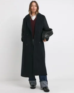 Navy Hybrid Bomber Longline Coat