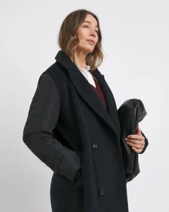 Navy Hybrid Bomber Longline Coat