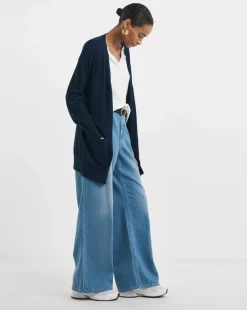 Navy Longline Edge To Edge Cardigan