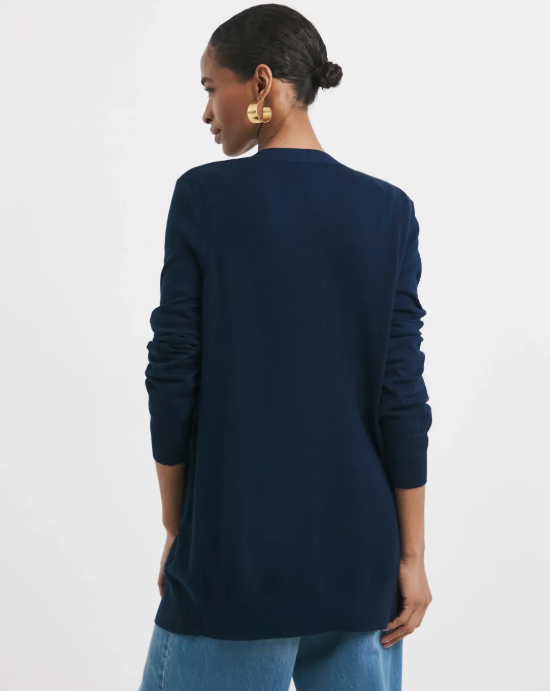 Navy Longline Edge To Edge Cardigan