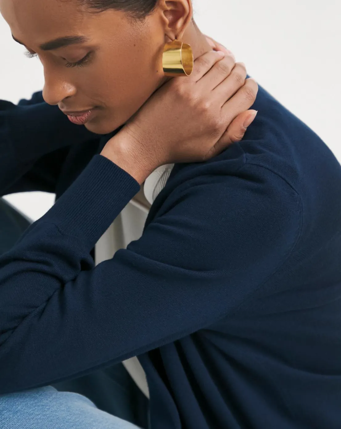 Navy Longline Edge To Edge Cardigan