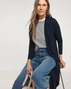 Navy Longline Jersey Pocket Cardigan