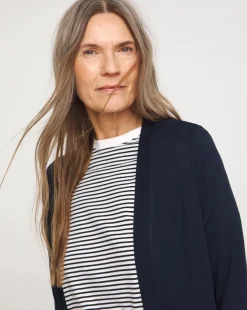 Navy Longline Jersey Pocket Cardigan