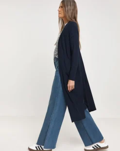 Navy Longline Jersey Pocket Cardigan