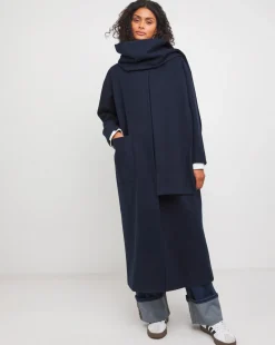 Navy Longline Scarf Coat