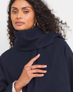 Navy Longline Scarf Coat