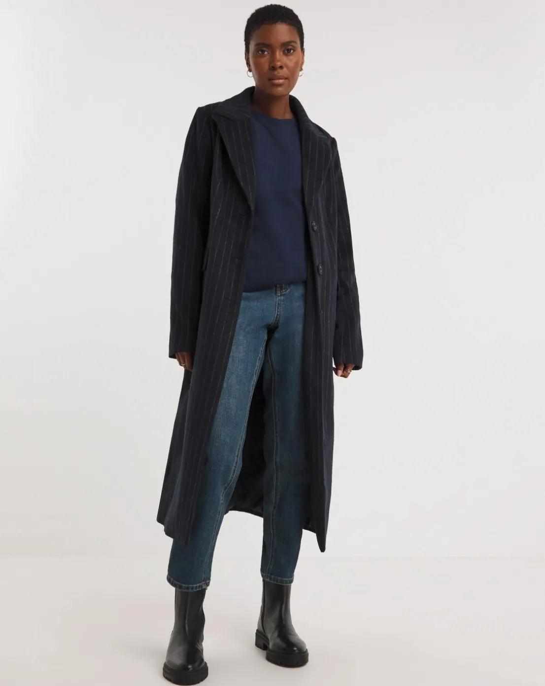 Navy Pin Stripe Coat