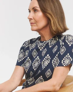 Navy Print Crew Neck T-Shirt