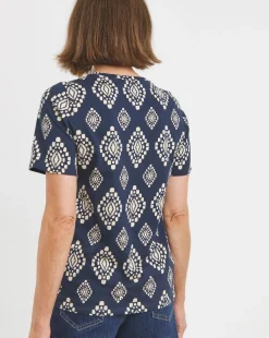 Navy Print Crew Neck T-Shirt