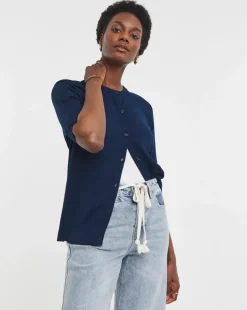 Navy Short Sleeve Cardigan