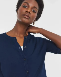 Navy Short Sleeve Cardigan