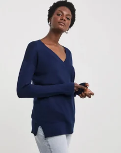 Navy Slouchy V Neck Tunic