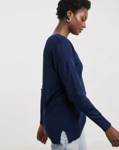 Navy Slouchy V Neck Tunic