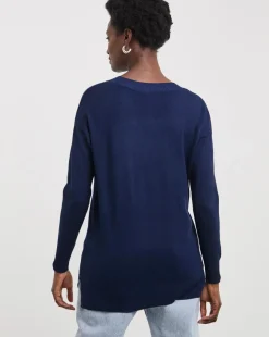 Navy Slouchy V Neck Tunic