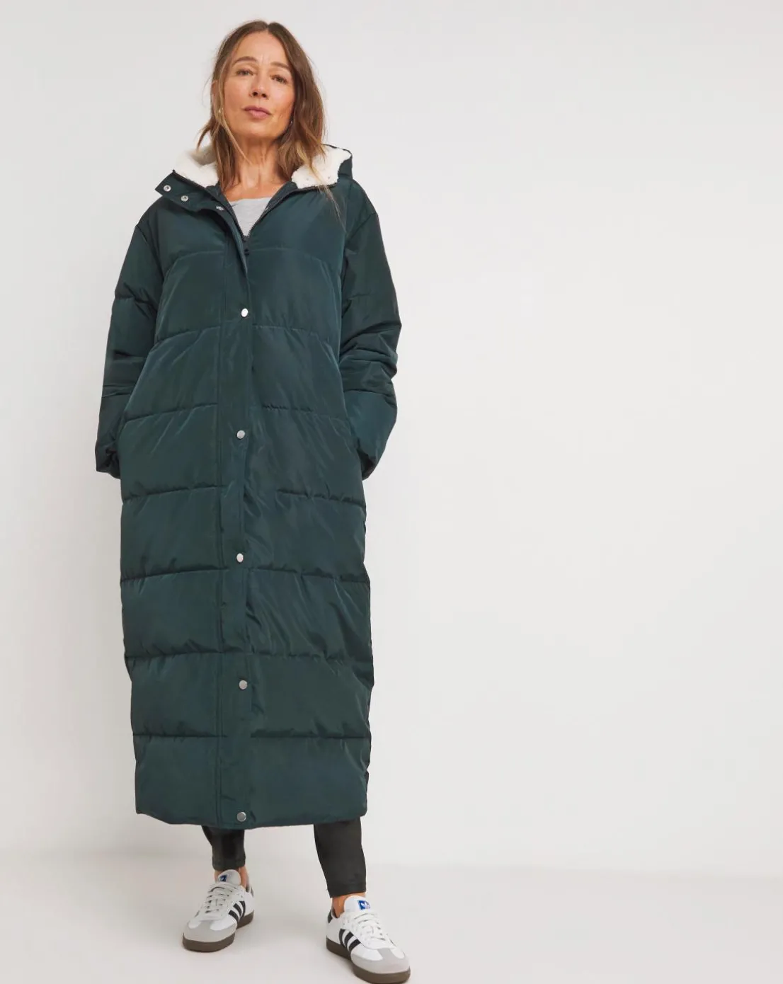 Navy Water Resist Contrast Padded Maxi Coat