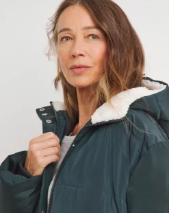 Navy Water Resist Contrast Padded Maxi Coat