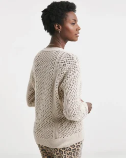 Neutral Crochet Button Down Cardigan