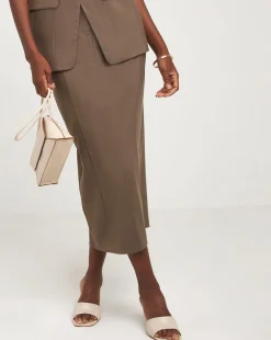 Neutral Midaxi Tailored Pencil Skirt