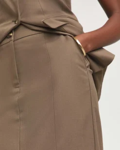 Neutral Midaxi Tailored Pencil Skirt