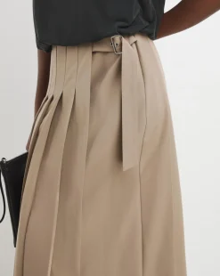 Neutral Pleated Midaxi Skirt