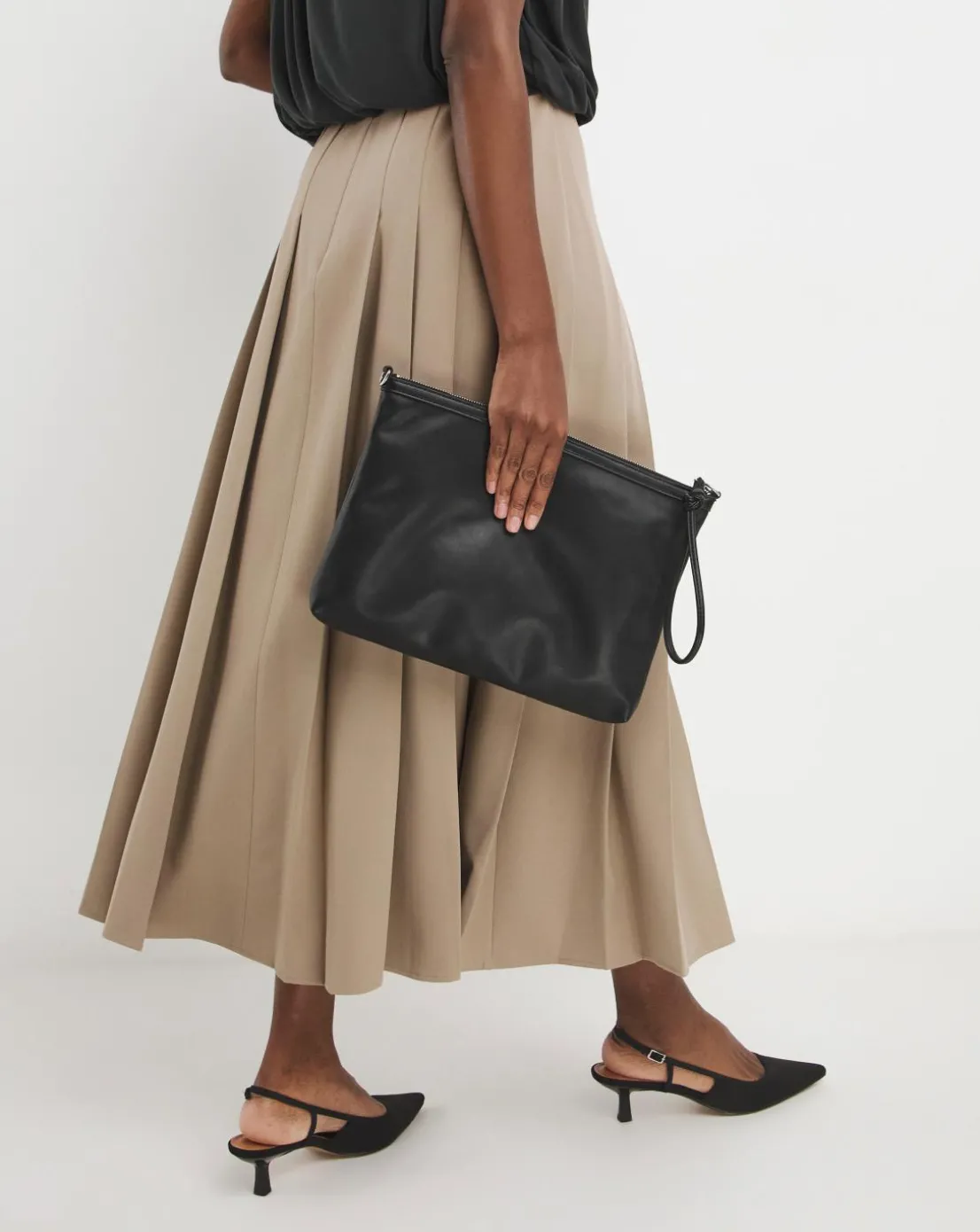 Neutral Pleated Midaxi Skirt