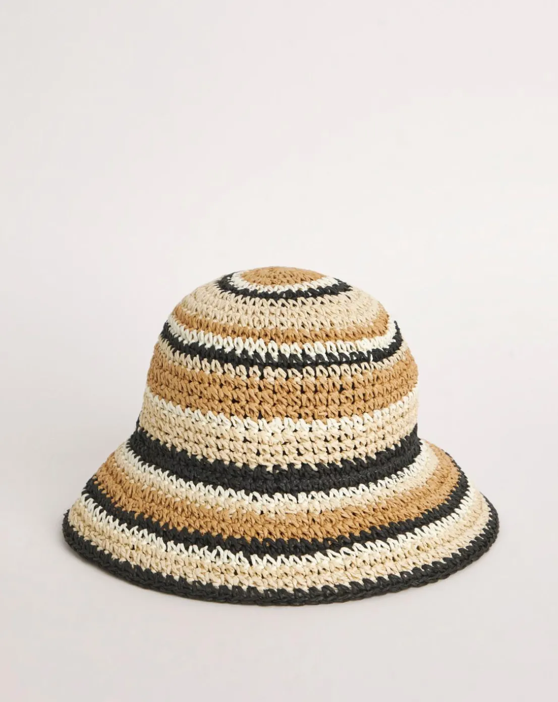 Neutral Stripe Raffia Straw Hat
