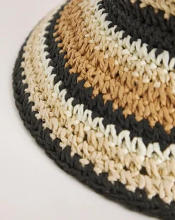 Neutral Stripe Raffia Straw Hat