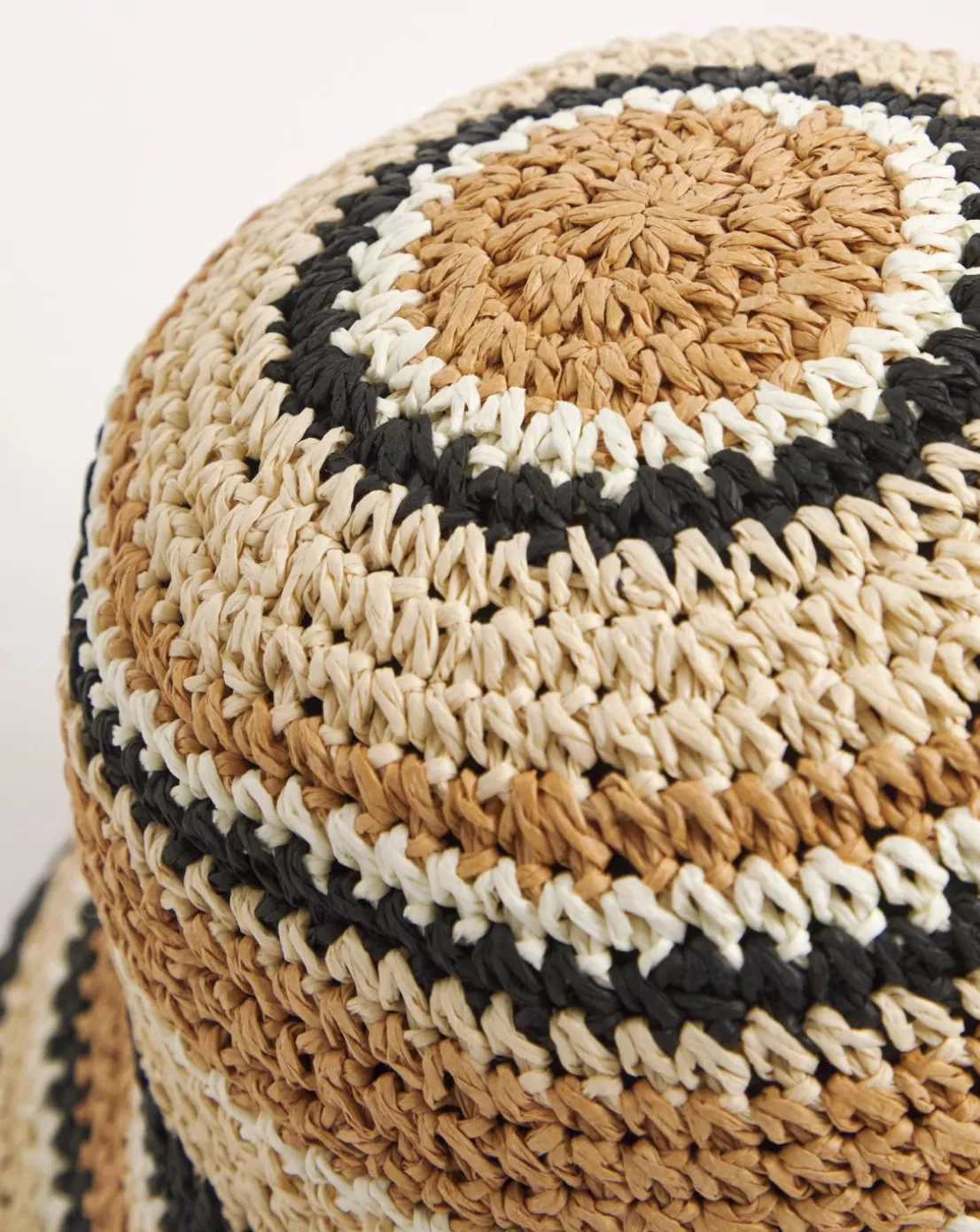 Neutral Stripe Raffia Straw Hat