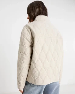 Neutral Washed Quilted Short Jacket