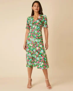 Nobody's Child Alexa Midi Dress Lily Floral Green