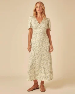 Nobody's Child Atlas Midi Dress Woodblock Green Print