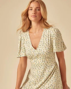 Nobody's Child Atlas Midi Dress Woodblock Green Print