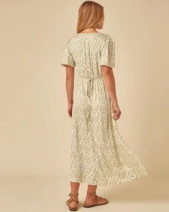 Nobody's Child Atlas Midi Dress Woodblock Green Print