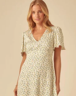 Nobody's Child Atlas Midi Dress Woodblock Green Print