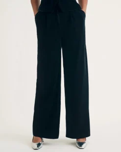 Nobody's Child Black Eli Velvet Wider Leg Trouser