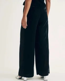 Nobody's Child Black Eli Velvet Wider Leg Trouser