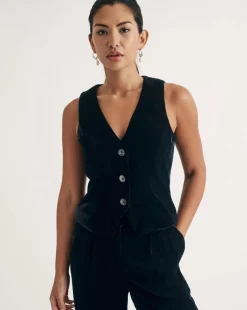 Nobody's Child Black Enzo Velvet Waistcoat