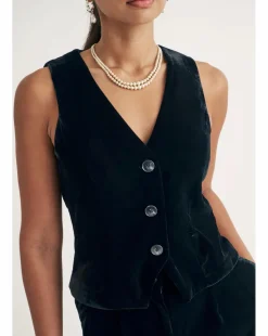 Nobody's Child Black Enzo Velvet Waistcoat