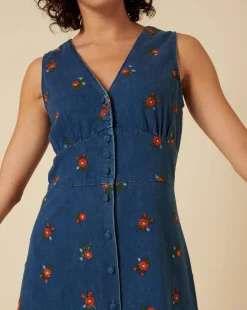 Nobody's Child Denim Sandra Embroidered Midi Dress
