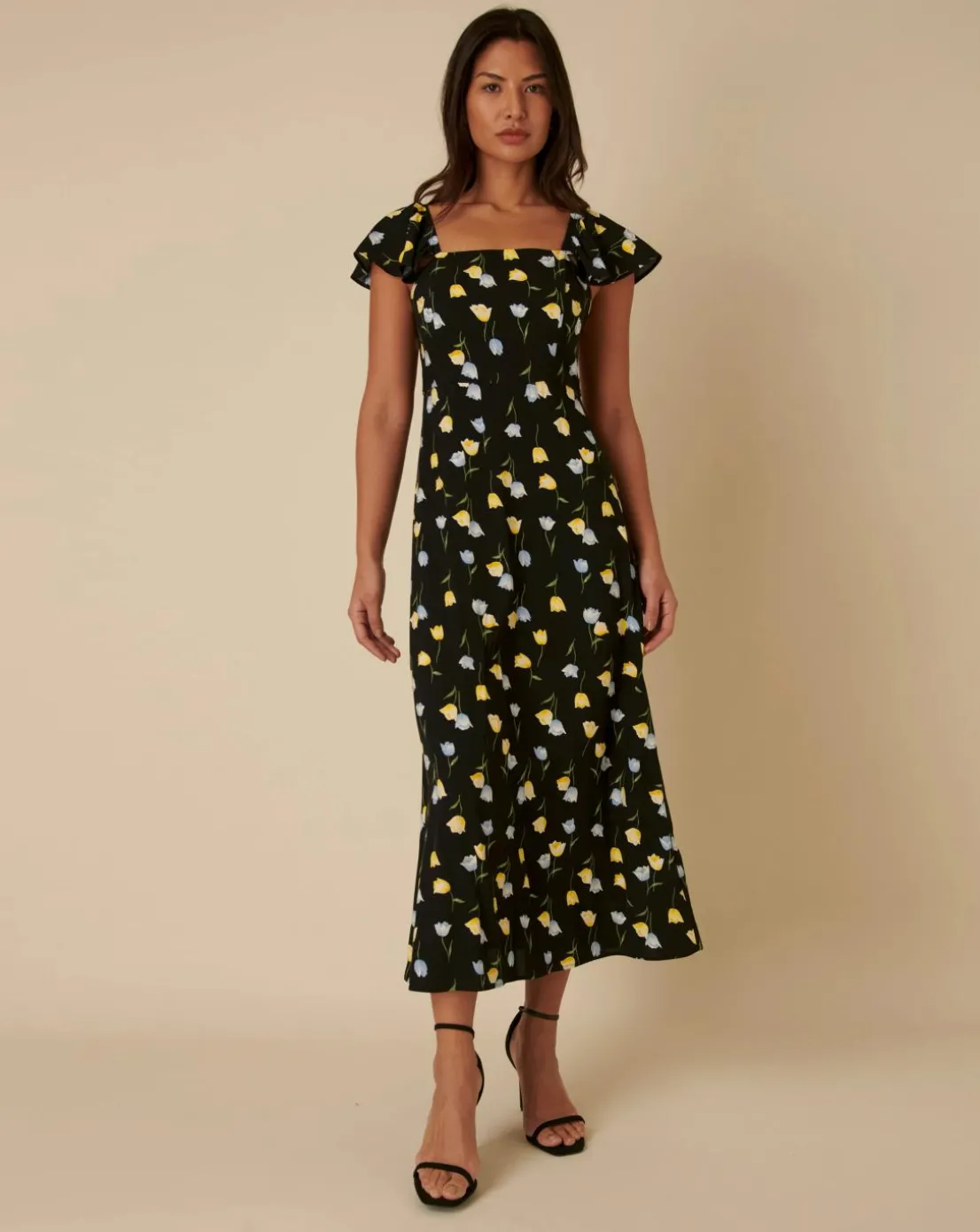 Nobody's Child Elsie Midi Dress Babette Tulip Black