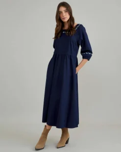 Nobody's Child Garland Embroidered Denim Midi Dress