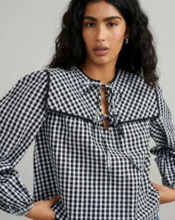 Nobody's Child Gingham Check Birdie Blouse