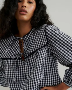 Nobody's Child Gingham Check Birdie Blouse
