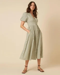 Nobody's Child Green Stripe Starlight Midaxi Dress