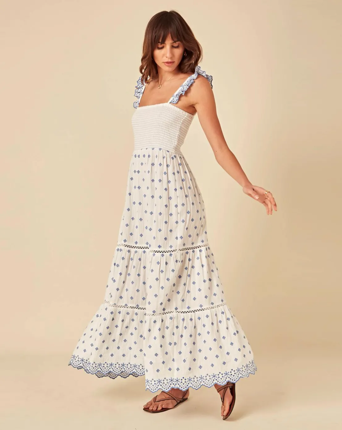 Nobody's Child Maryam Midi Dress Embroidered