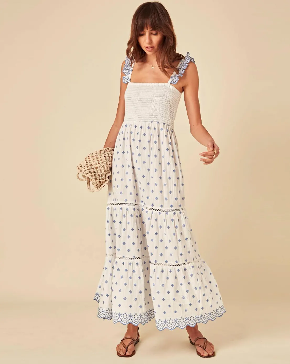 Nobody's Child Maryam Midi Dress Embroidered