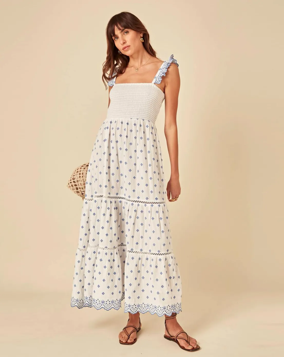 Nobody's Child Maryam Midi Dress Embroidered