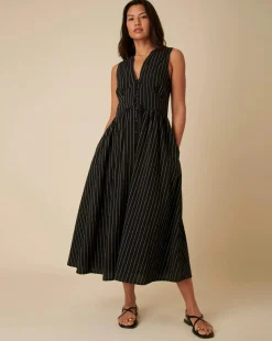 Nobody's Child Sleeveless Starlight Midaxi Dress Black Ticking Stripe