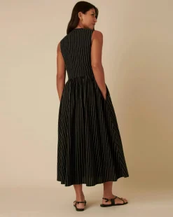 Nobody's Child Sleeveless Starlight Midaxi Dress Black Ticking Stripe